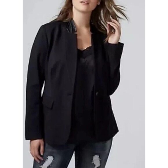 LANE BRYANT The Bryant Blazer Black Ponte Women 26 Single Button Classic NEW - Picture 1 of 15